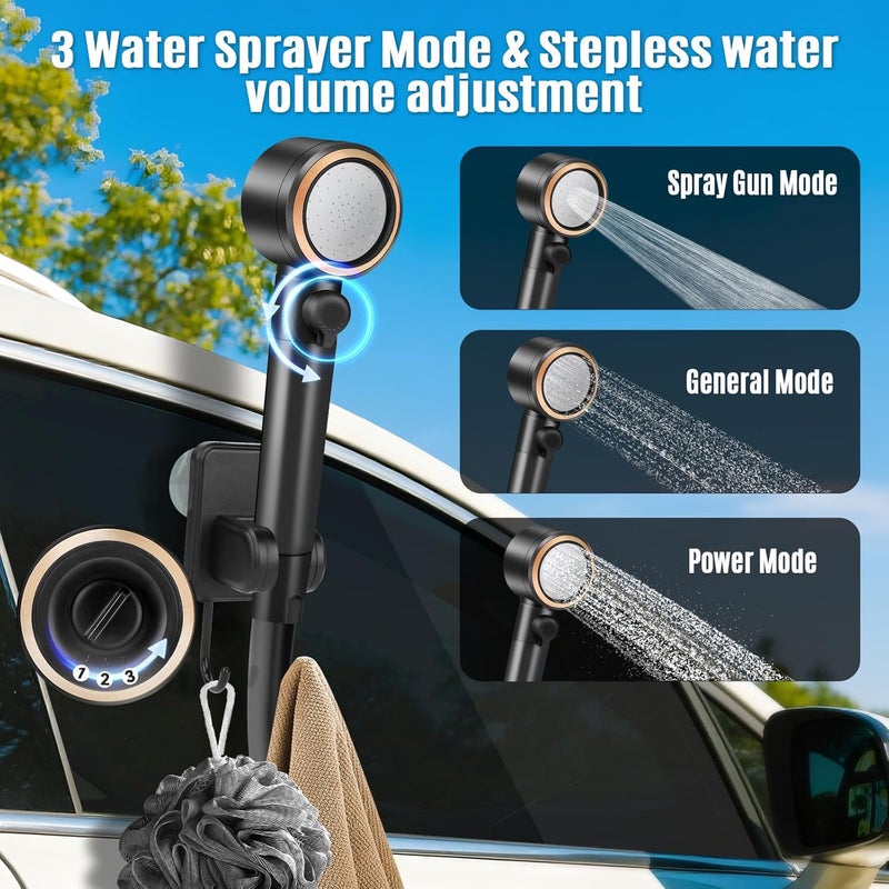 Thallike Upgraded Portable Shower, 8000mAh Rechargeable Camping Shower Pump with Intelligent Display, 5 Pressure Modes, IPX8 Waterproof Lightweight Pocket Outdoor Shower Pump Kit for Hiking, Travel, Car, Pet - Image 5